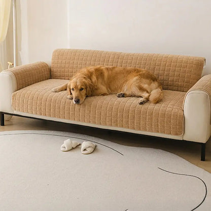 One-Piece Soft Pet-Friendly Short Plush Sofa Protection Non-Slip Couch Cover