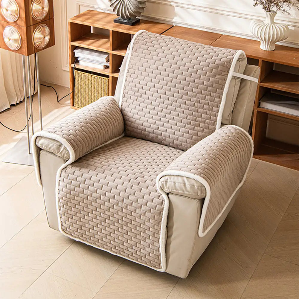 Plush Scratch-Resistant Recliner Couch Covers Slipcovers with Elastic Straps