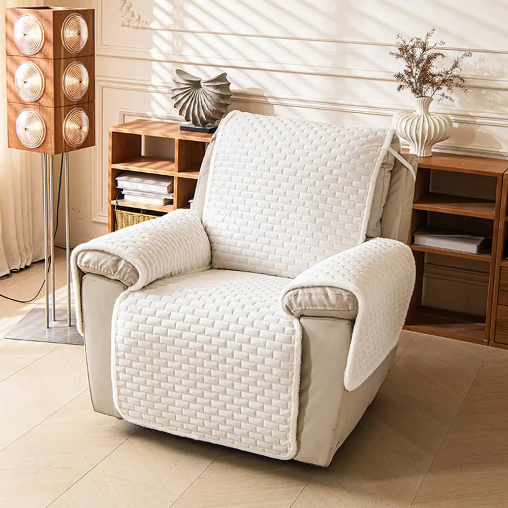 One-Piece Plush Scratch-Resistant Large Sectional Couch Covers with Elastic Straps