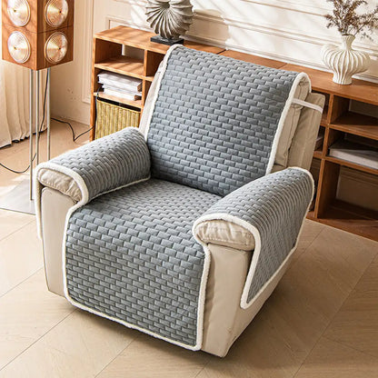 One-Piece Plush Scratch-Resistant Large Couch Covers with Elastic Straps
