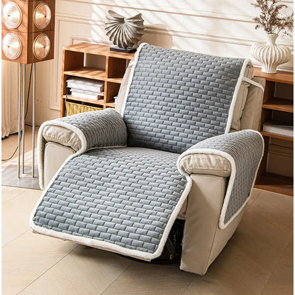One-Piece Plush Scratch-Resistant Large Couch Covers with Elastic Straps