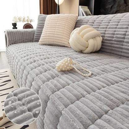 Waterproof One-Piece Cozy Flannel Sofa Protection Non-Slip Couch Cover
