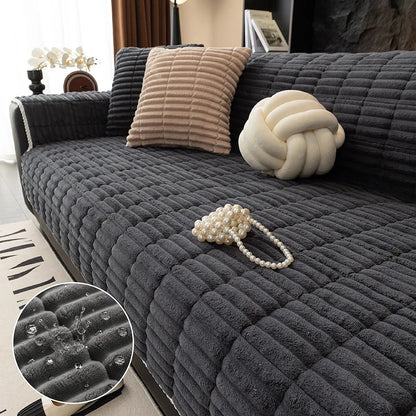Waterproof One-Piece Cozy Flannel Sofa Protection Non-Slip Couch Cover