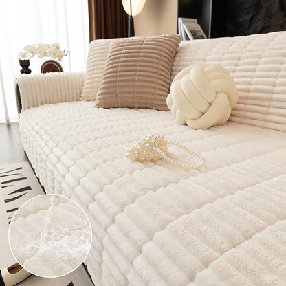 Waterproof One-Piece Cozy Flannel Sofa Protection Non-Slip Couch Cover