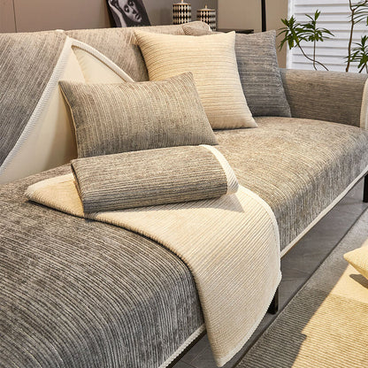 Waterproof Antimicrobial Simple Chenille Fabric Anti-scratch  Sectional Couch Cover