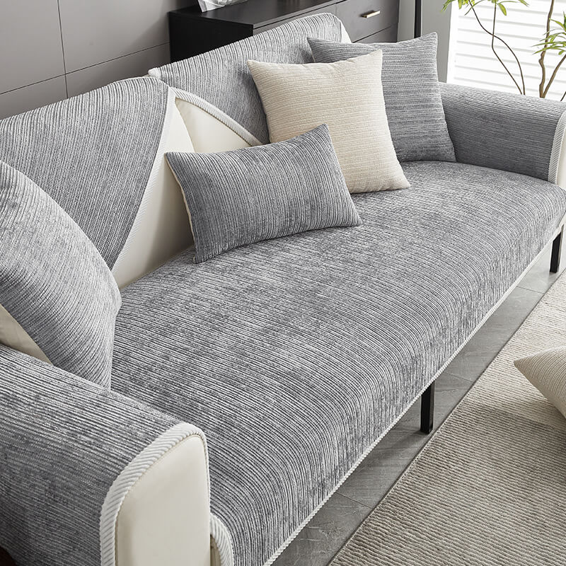 Waterproof Antimicrobial Simple Chenille Fabric Anti-scratch  Sectional Couch Cover
