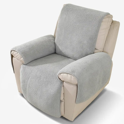 Thick Fuzzy Faux Sherpa Fleece Recliner Chair Cover with Elastic Straps