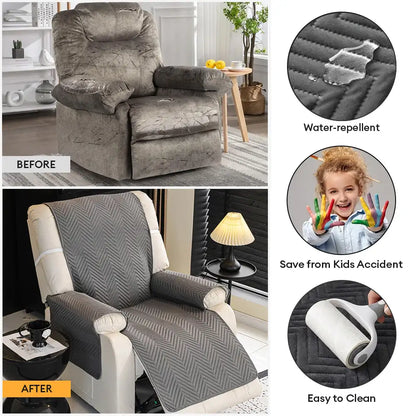Water-Repellent Furniture Protection Recliner Couch Cover with Elastic Straps - Classic W