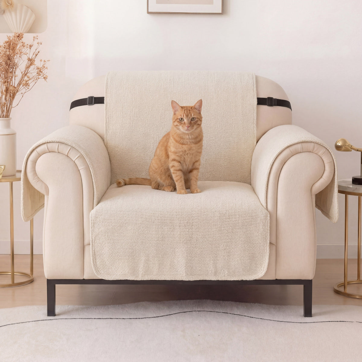 One-Piece Chenille Scratch-Resistant Durable Water-Repellent Non-Slip Recliner Chair Covers