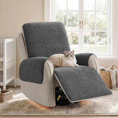One-Piece Chenille Scratch-Resistant Durable Water-Repellent Non-Slip Recliner Chair Covers