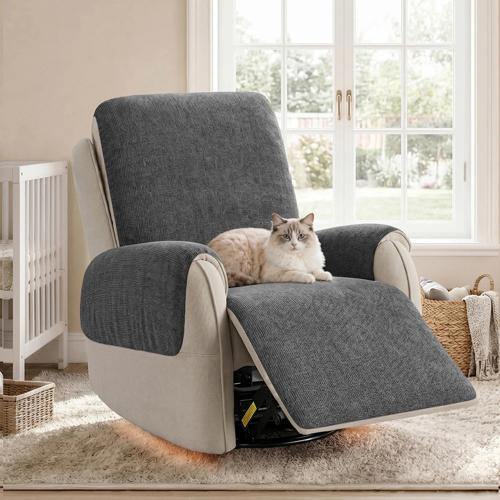 One-Piece Chenille Scratch-Resistant Durable Water-Repellent Non-Slip Recliner Chair Covers