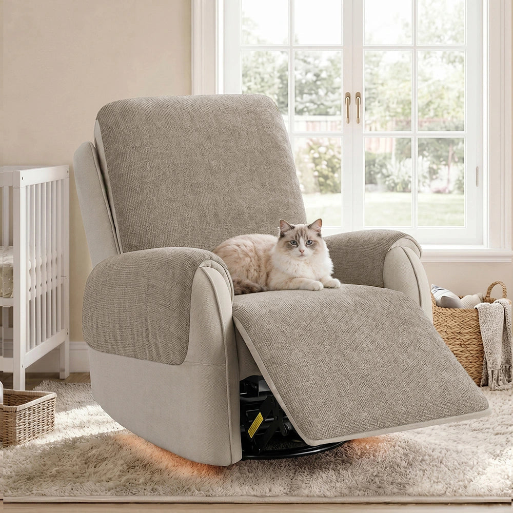 One-Piece Chenille Scratch-Resistant Durable Water-Repellent Non-Slip Recliner Chair Covers