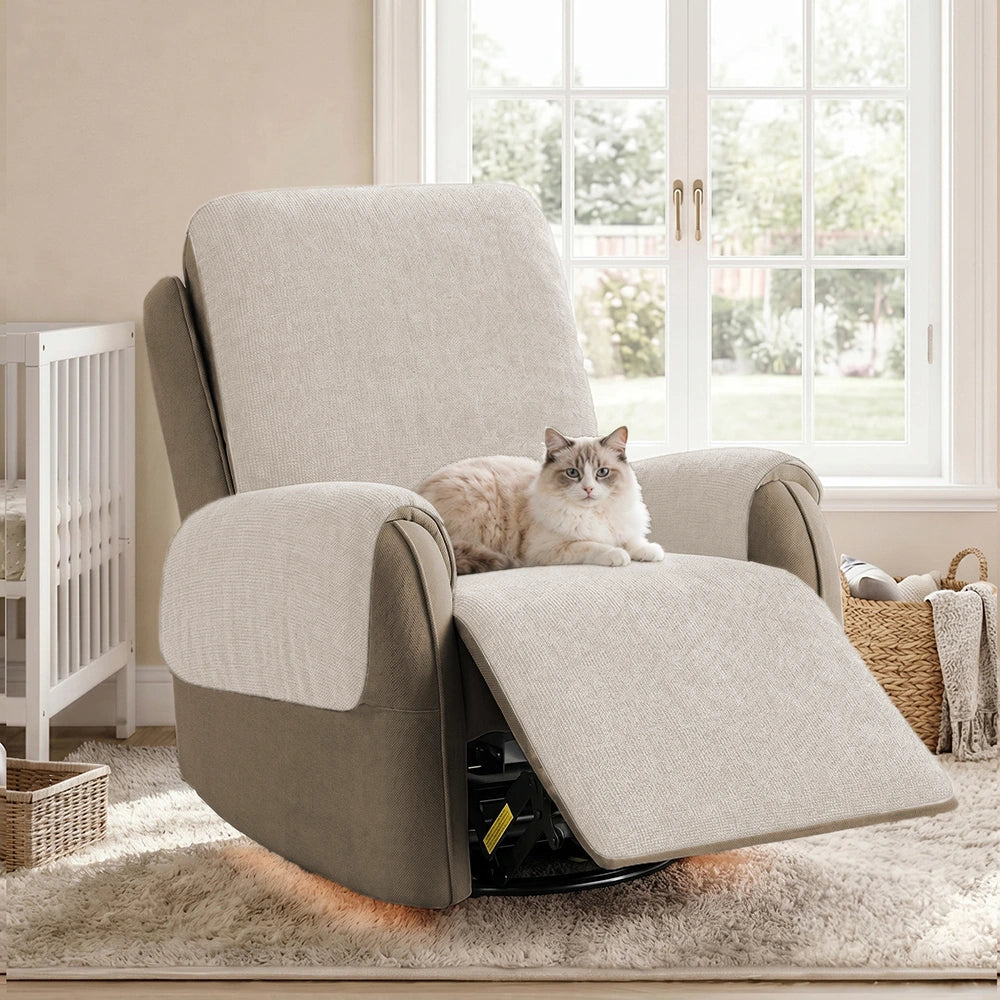 One-Piece Chenille Scratch-Resistant Durable Water-Repellent Non-Slip Recliner Chair Covers