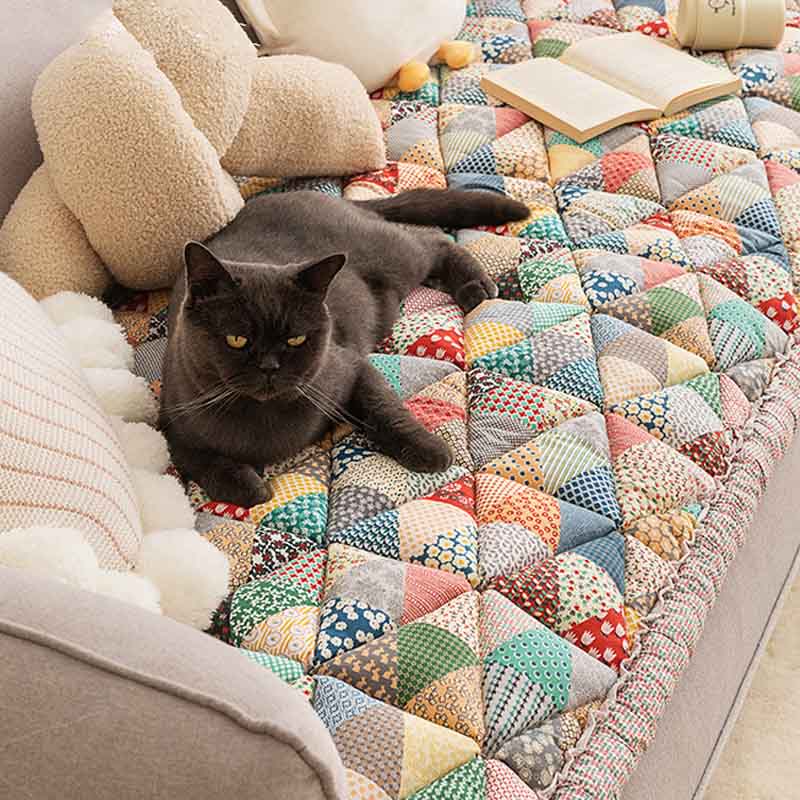 Garden Chic Cotton One-Piece Pet Friendly Protective Couch Cover
