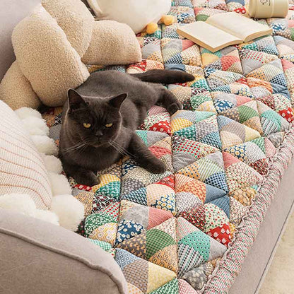 Garden Chic Cotton One-Piece Pet Friendly Protective Couch Cover