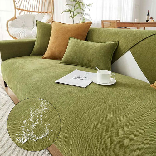 Herringbone Chenille Fabric Furniture Protector Couch Cover